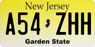 NJ license plate A54ZHH