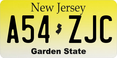 NJ license plate A54ZJC