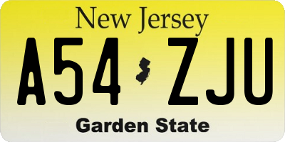 NJ license plate A54ZJU