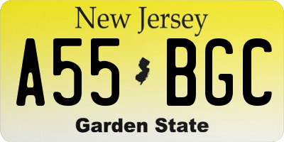 NJ license plate A55BGC