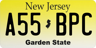 NJ license plate A55BPC