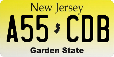 NJ license plate A55CDB