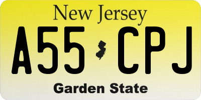 NJ license plate A55CPJ