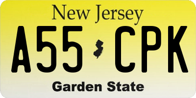 NJ license plate A55CPK
