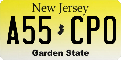 NJ license plate A55CPO