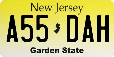 NJ license plate A55DAH