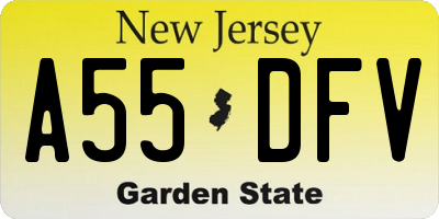 NJ license plate A55DFV