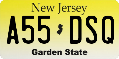 NJ license plate A55DSQ