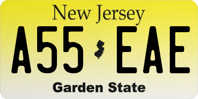 NJ license plate A55EAE