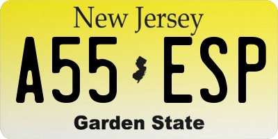 NJ license plate A55ESP