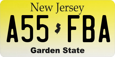 NJ license plate A55FBA