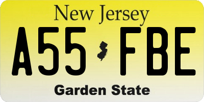 NJ license plate A55FBE