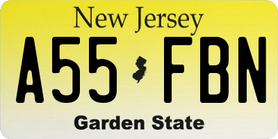 NJ license plate A55FBN