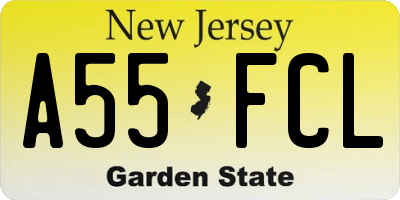 NJ license plate A55FCL