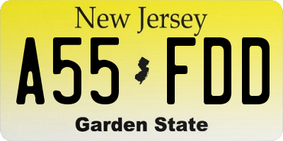 NJ license plate A55FDD