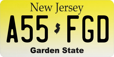 NJ license plate A55FGD