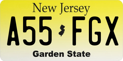 NJ license plate A55FGX