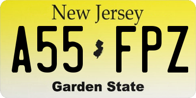 NJ license plate A55FPZ