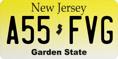 NJ license plate A55FVG