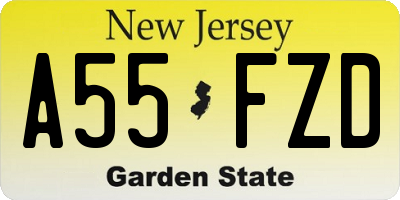 NJ license plate A55FZD