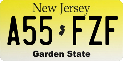 NJ license plate A55FZF
