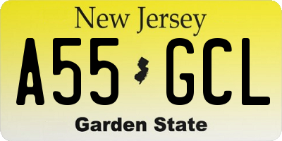 NJ license plate A55GCL
