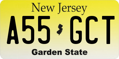 NJ license plate A55GCT