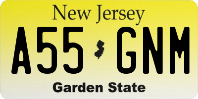 NJ license plate A55GNM