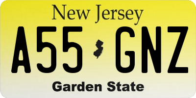 NJ license plate A55GNZ