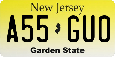 NJ license plate A55GUO