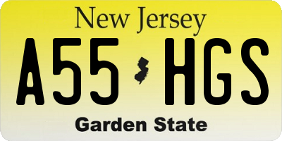 NJ license plate A55HGS