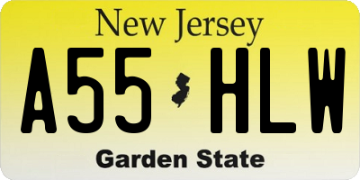 NJ license plate A55HLW