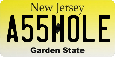 NJ license plate A55HOLE