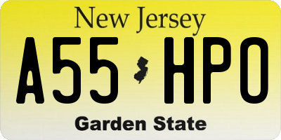 NJ license plate A55HPO