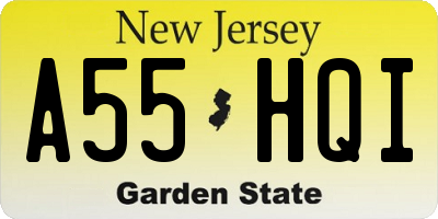 NJ license plate A55HQI