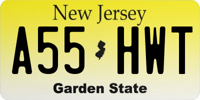 NJ license plate A55HWT
