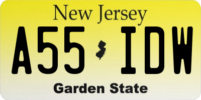 NJ license plate A55IDW