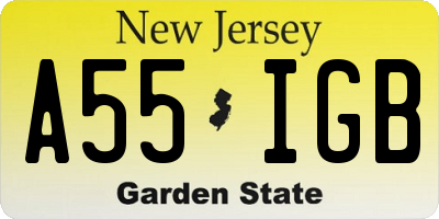 NJ license plate A55IGB