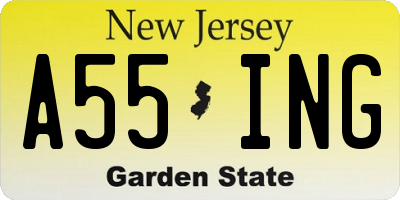 NJ license plate A55ING