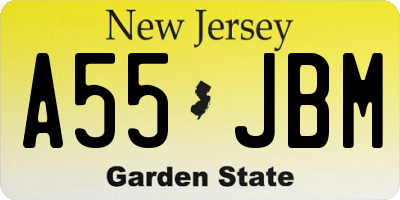 NJ license plate A55JBM