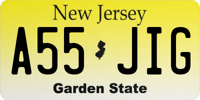 NJ license plate A55JIG