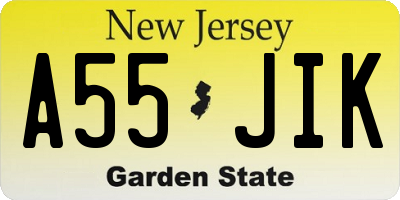 NJ license plate A55JIK