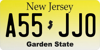 NJ license plate A55JJO