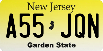 NJ license plate A55JQN
