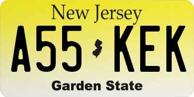 NJ license plate A55KEK
