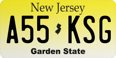 NJ license plate A55KSG