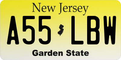 NJ license plate A55LBW