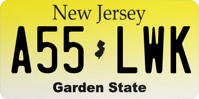NJ license plate A55LWK