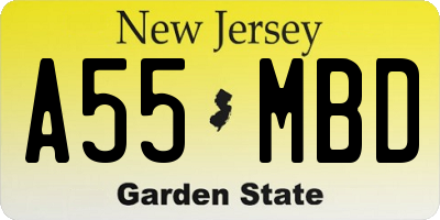 NJ license plate A55MBD