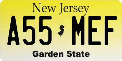 NJ license plate A55MEF